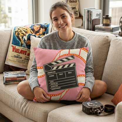 Personalized Retro Film Slate Throw Pillow | Add Your Movie Quote, Perfect Gift for Movie Lovers