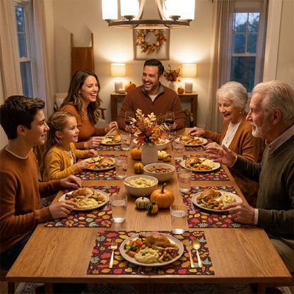 Personalized fall plaid cotton placemat as Thanksgiving and housewarming gift for hosts
