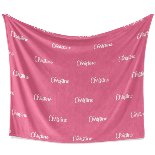 Personalized name and color throw blanket in custom polyester fleece for any family
