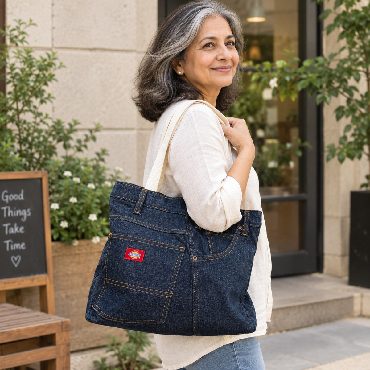 Upcycled Denim Tote Bag and Cosmetic Set | Sustainable Handmade Gift for Eco-Conscious Fashion Lovers