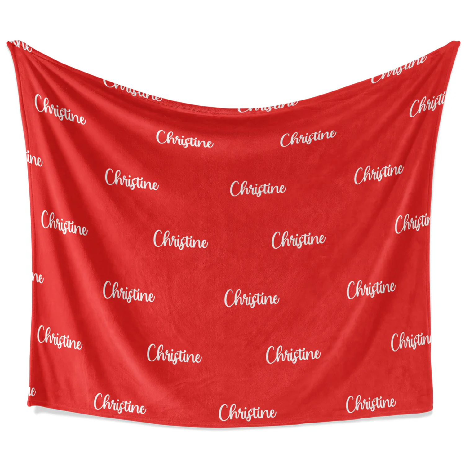 Custom name on red color personalized fleece throw blanket for sports and team fans
