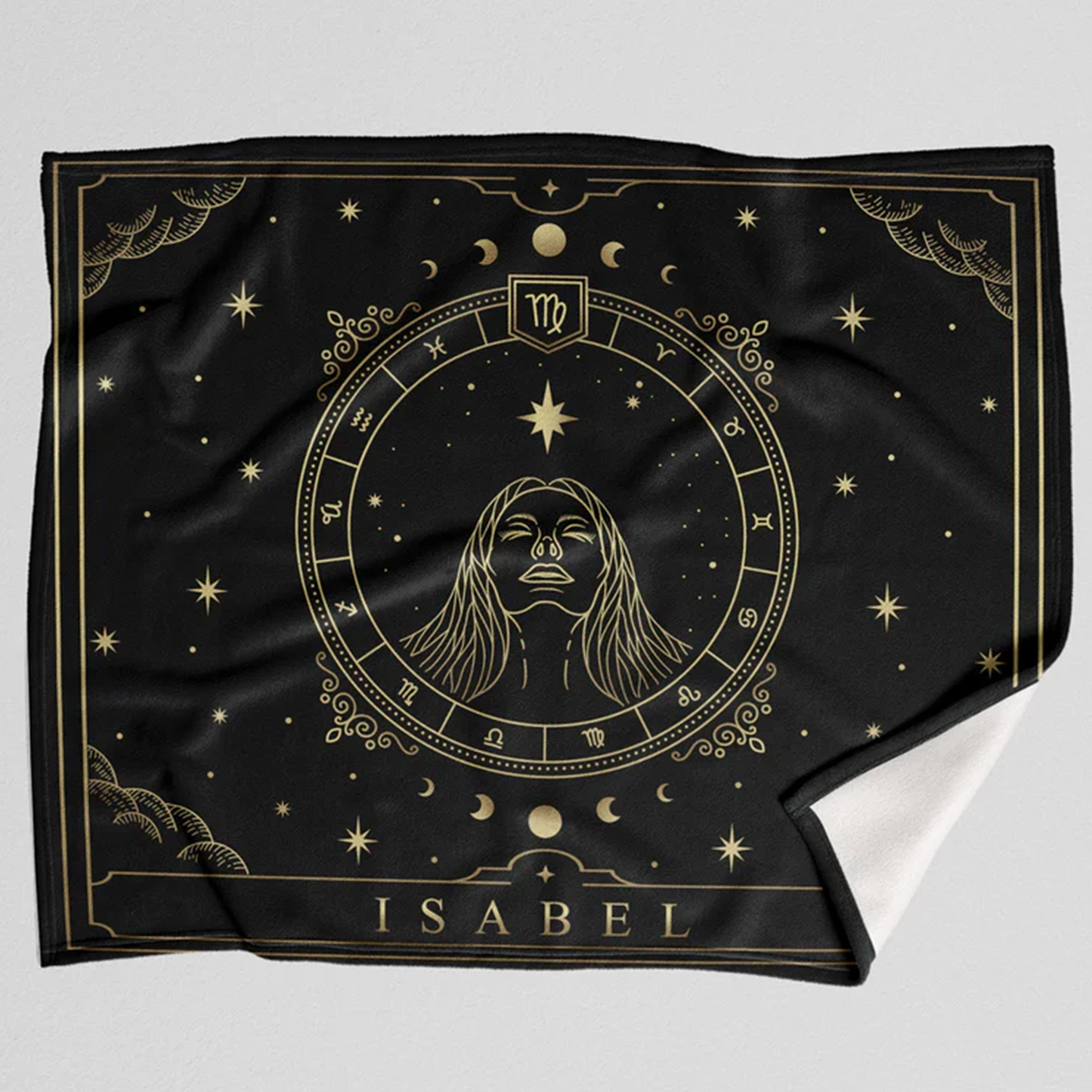 Custom Virgo zodiac personalized fleece throw blanket for astrology enthusiasts
