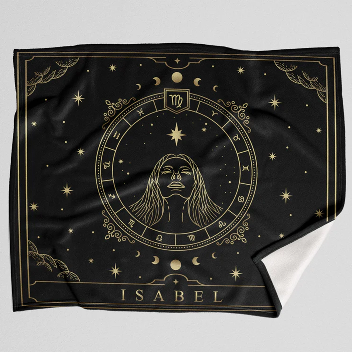 Custom Virgo zodiac personalized fleece throw blanket for astrology enthusiasts
