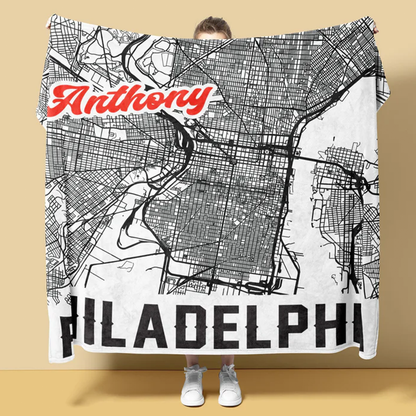 Custom city map throw blanket as relocation and new home gift for city lovers
