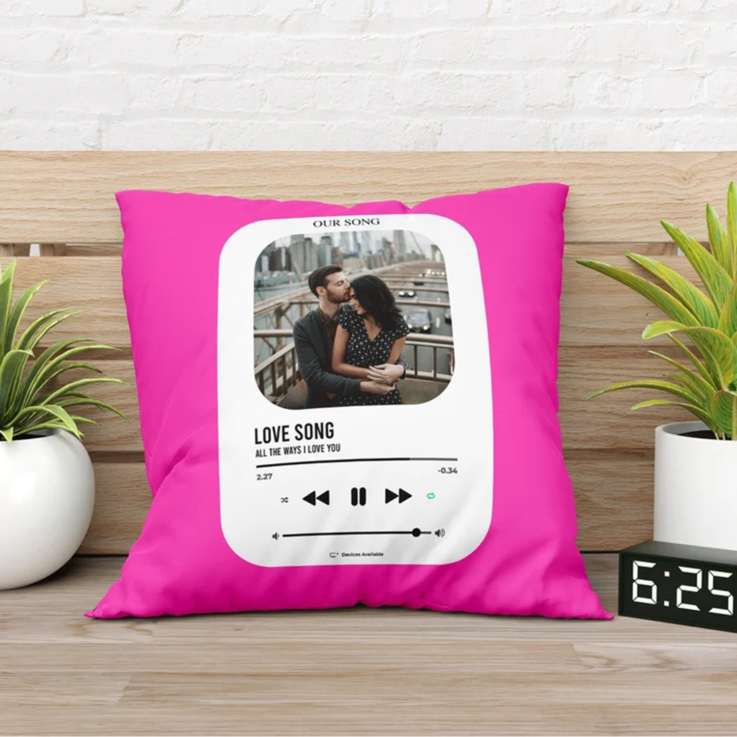 Custom love song throw pillow as unique wedding and anniversary gift for couples
