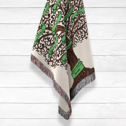 Custom family tree fleece throw blanket as lasting keepsake for the whole family
