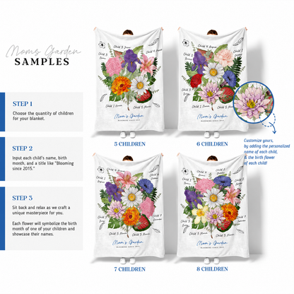 Family birth flower personalized blanket as heartfelt birthday and holiday gift
