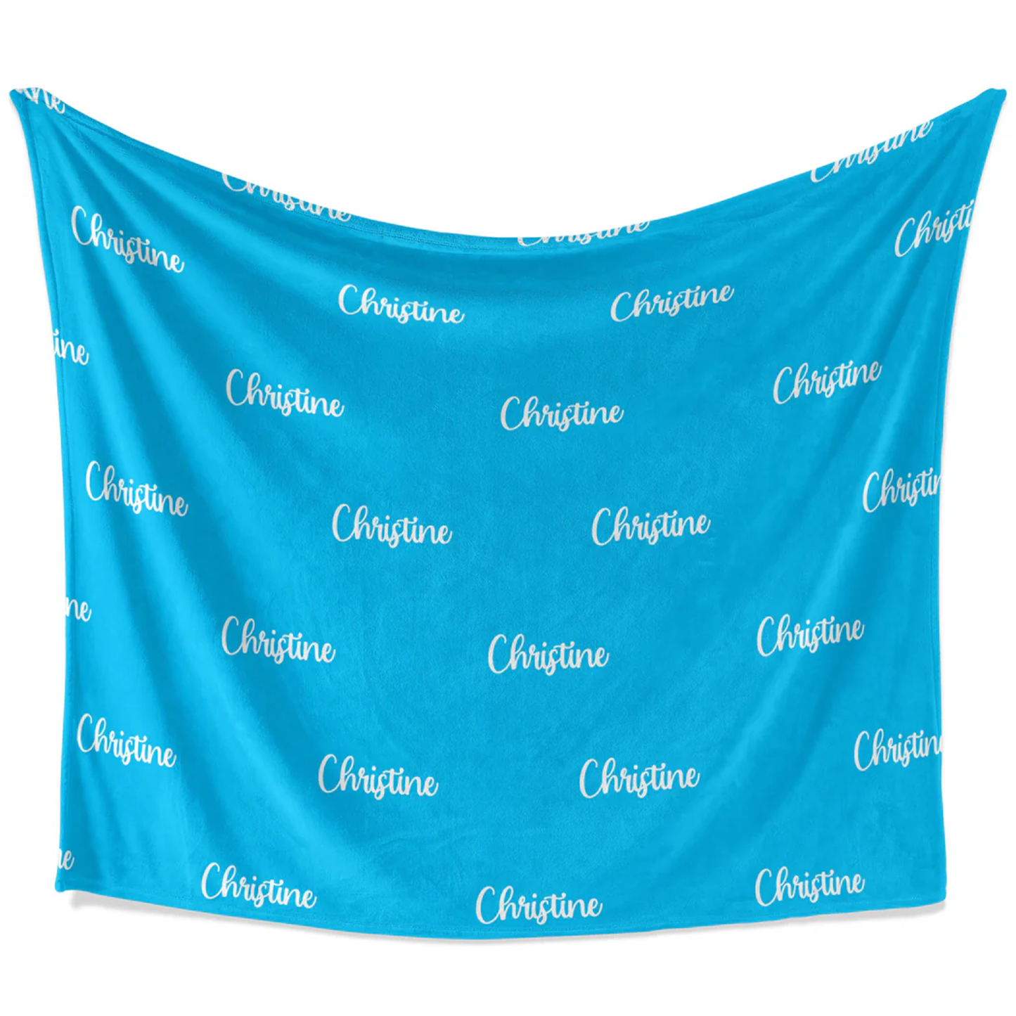 Custom name on blue personalized fleece throw blanket as birthday gift for boys
