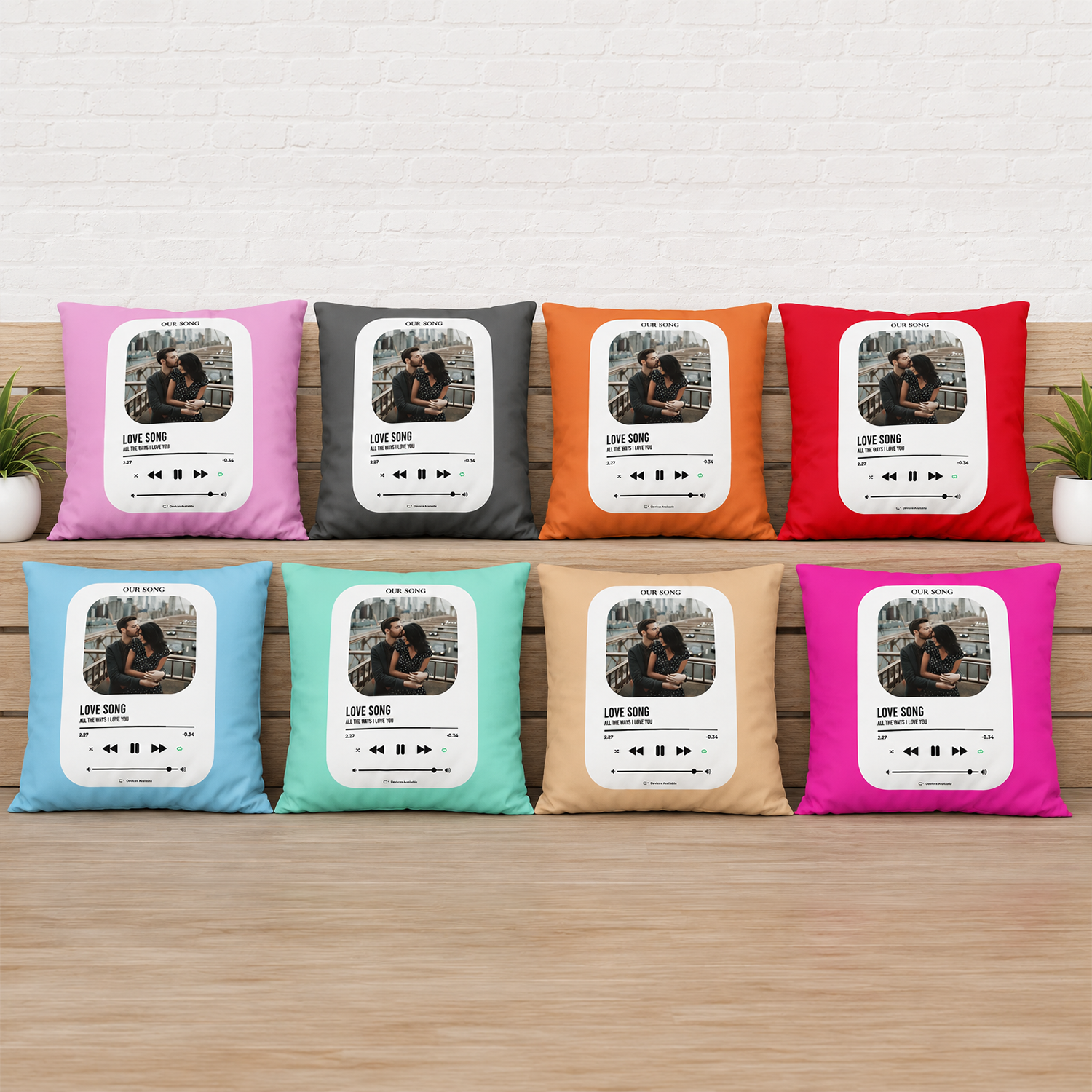 Personalized love song pillow in multiple colour options for couple gift giving
