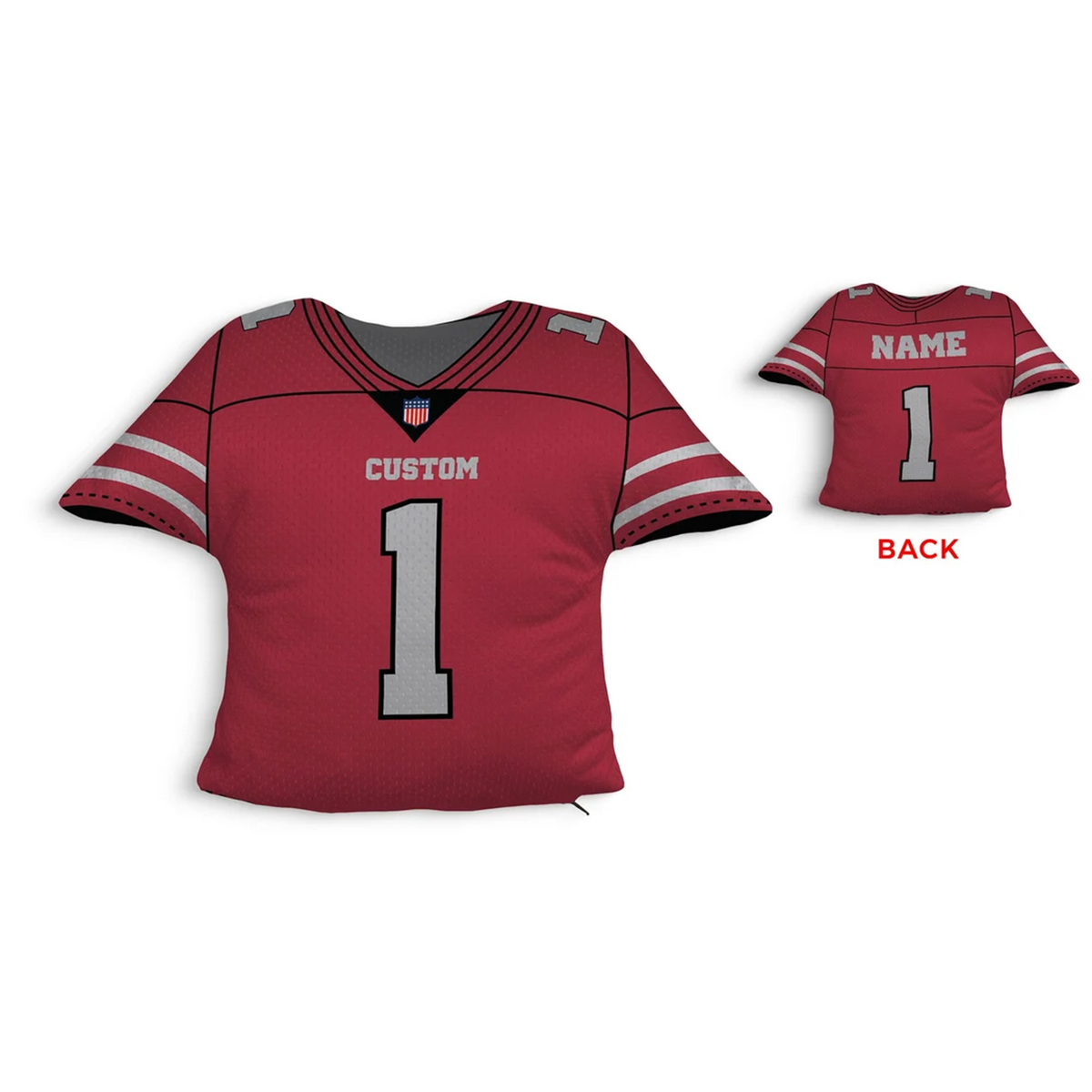 Custom name and number on football jersey cotton throw pillow for players and fans
