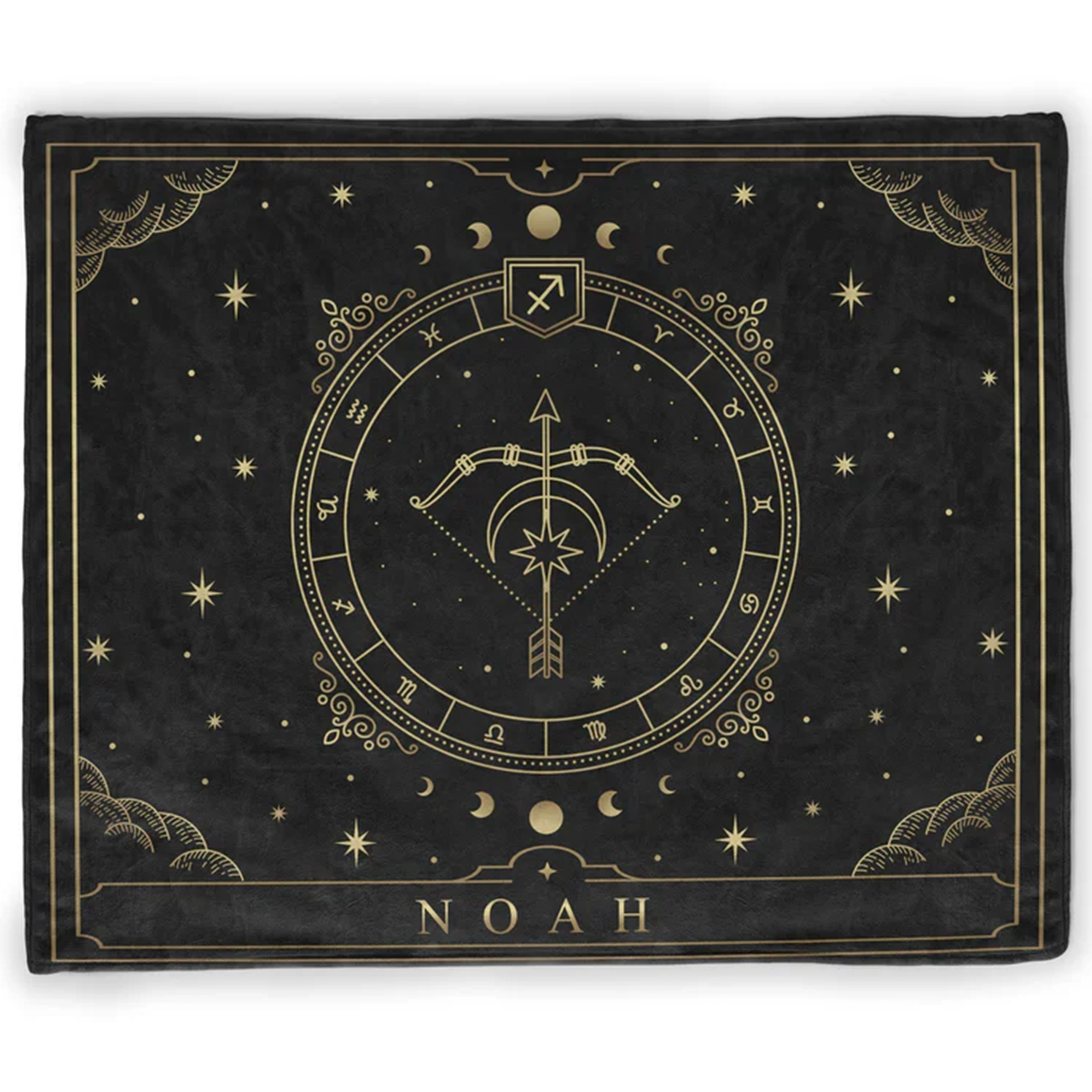 Custom Sagittarius zodiac throw blanket with personalized name on soft fleece
