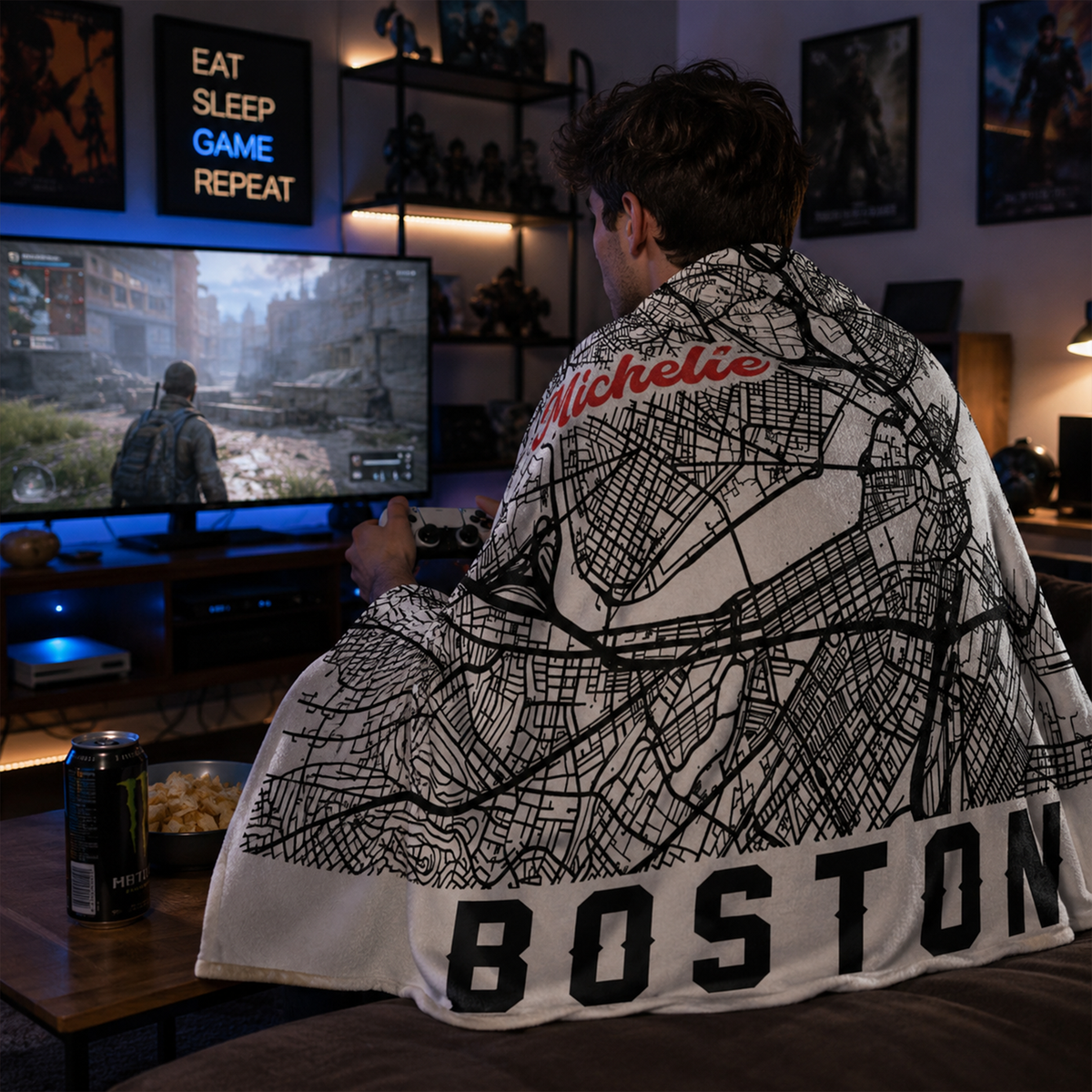 Personalized city map throw blanket as anniversary gift for couples who love travel
