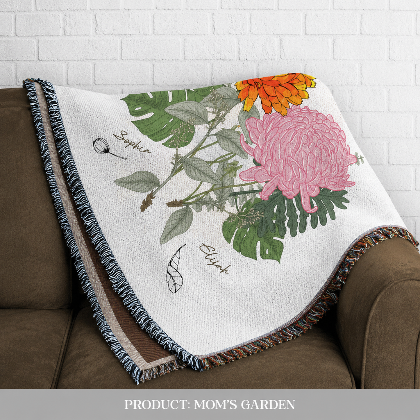 Family birth flower throw blanket as thoughtful anniversary and wedding gift
