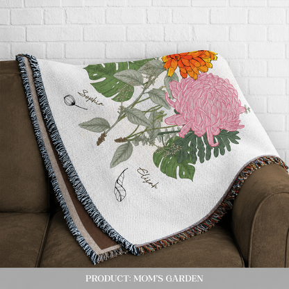 Family birth flower throw blanket as thoughtful anniversary and wedding gift
