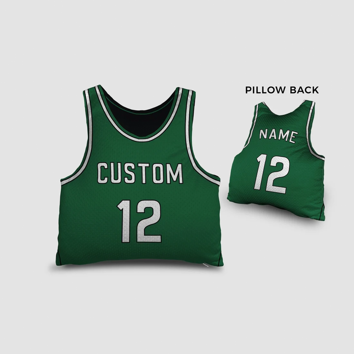 Custom basketball jersey pillow in lime green as unique sports birthday gift
