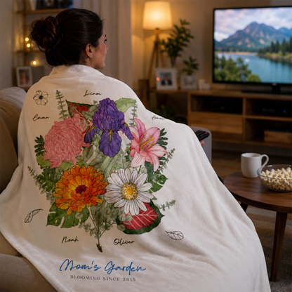 Personalized family birth flower blanket as lasting keepsake for grandparents
