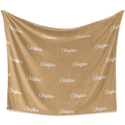 Personalized name and color fleece throw blanket as meaningful birthday keepsake
