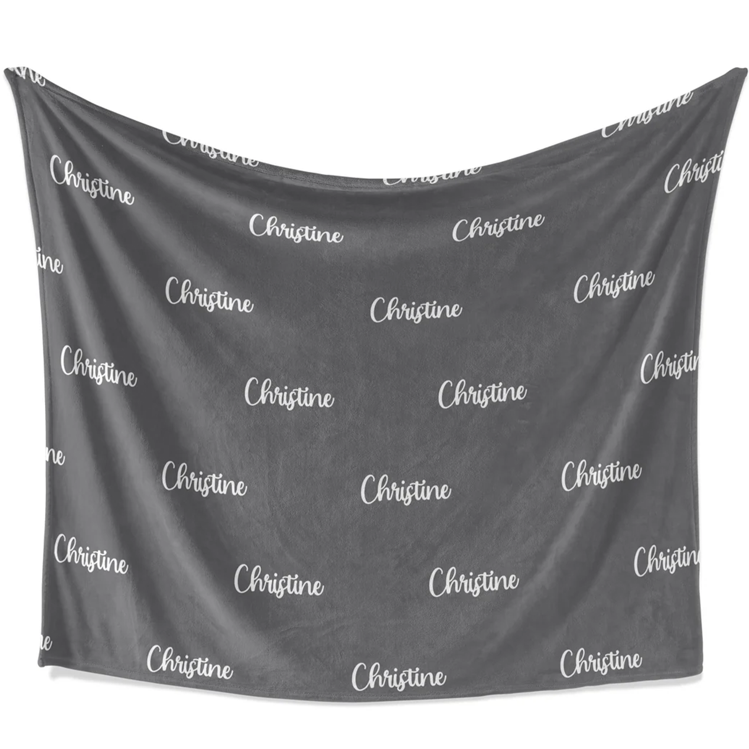 Custom name throw blanket in gray color option as modern housewarming decor gift
