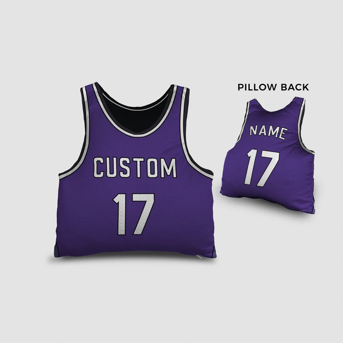 Personalized basketball jersey pillow in purple sports decor gift
