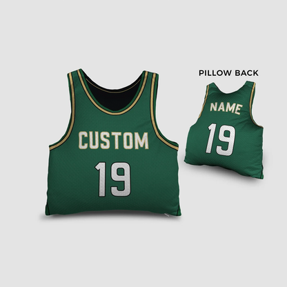 Custom basketball jersey pillow in lime green as unique sports birthday gift
