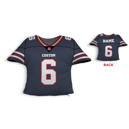 Personalized football jersey pillow in navy blue as team spirit gift for players
