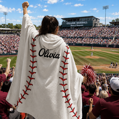 Personalized baseballs hooded blanket as birthday gift for baseball players and coaches
