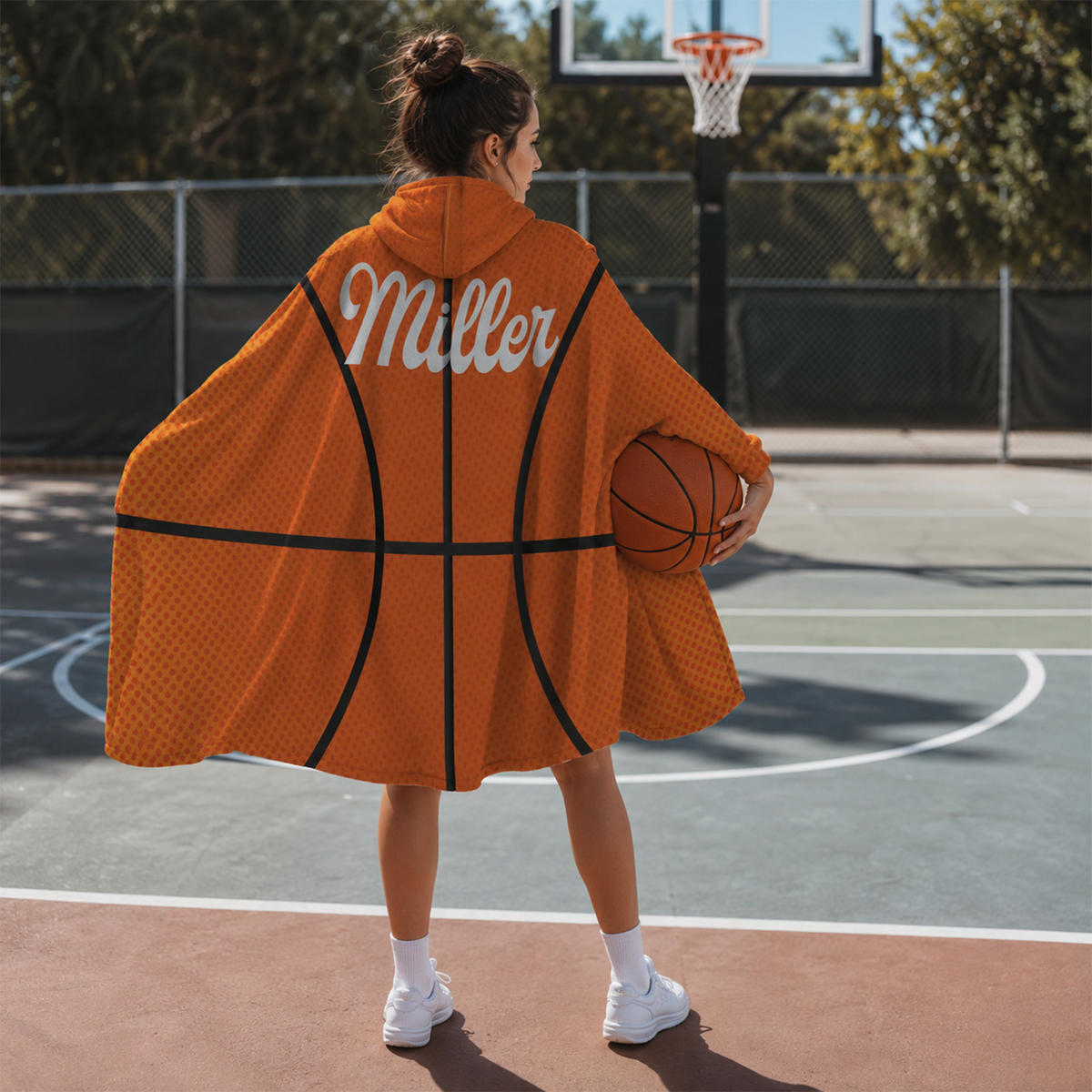 Personalized basketball hooded blanket as end of season gift for youth athletes
