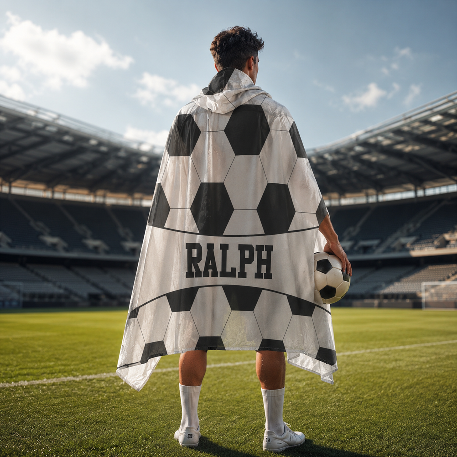Personalized soccer ball hooded blanket as birthday gift for youth soccer players
