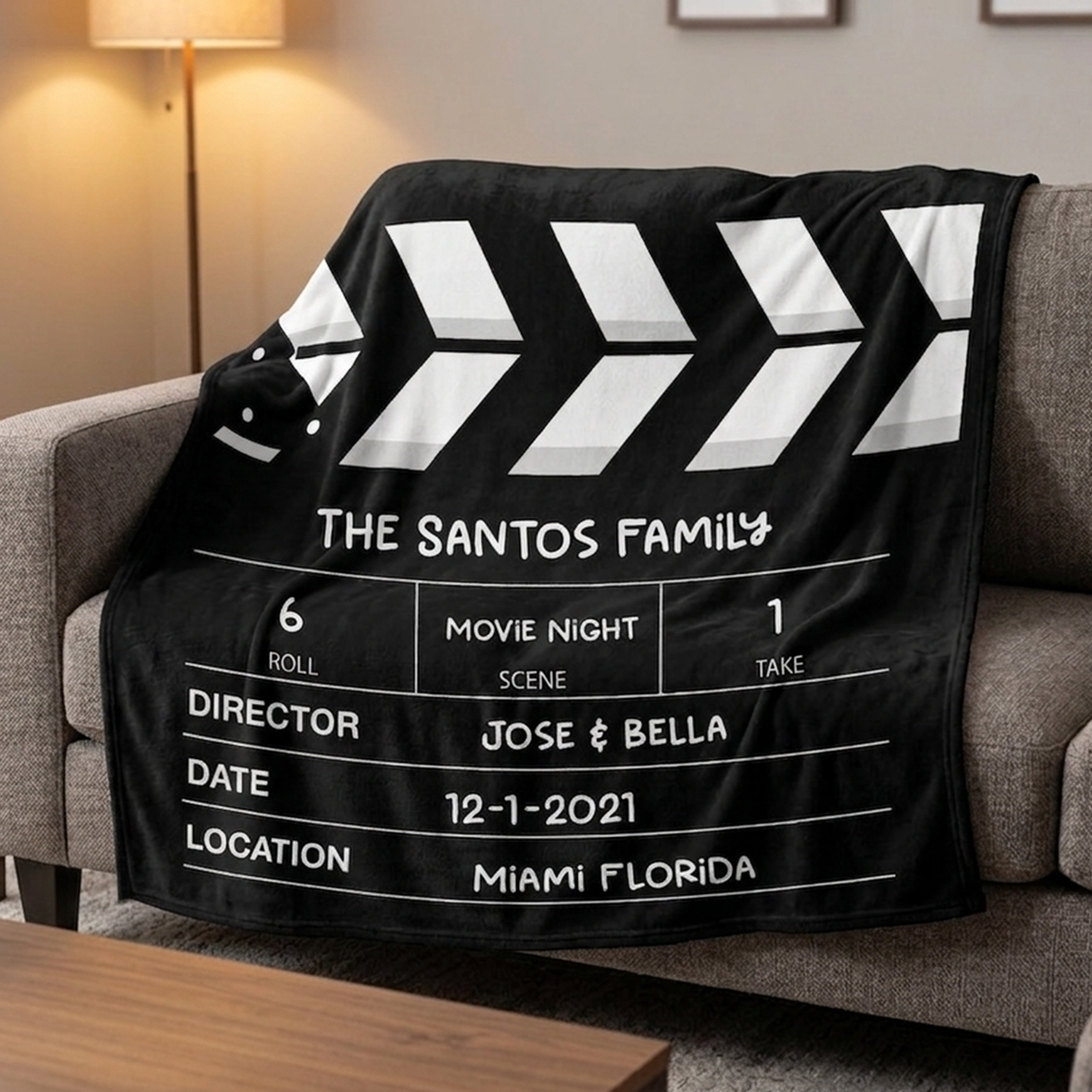 Personalized Directors Cut Movie Night Throw Blanket | Custom Family Film Lover Gift