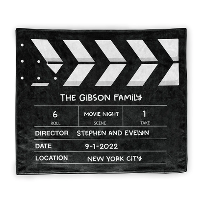 Personalized Directors Cut Movie Night Throw Blanket | Custom Family Film Lover Gift