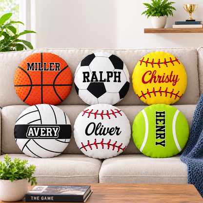 Personalized Sports Ball Pillow | Custom Name Sports Cushion