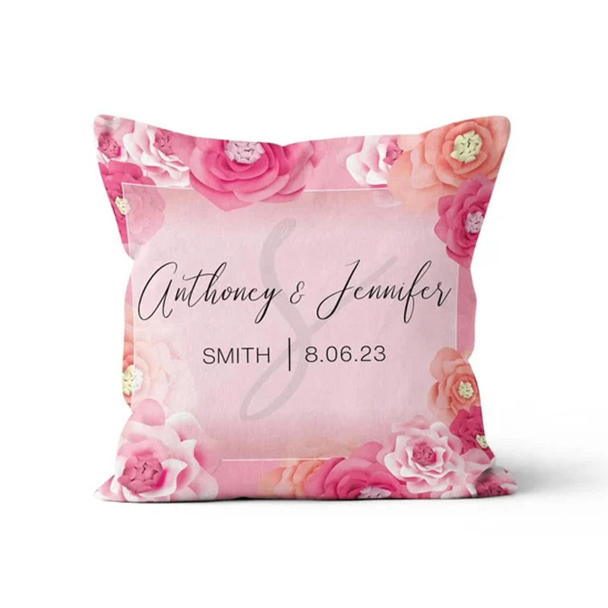 Wedding Monogram Throw Pillow | Personalized Custom Gift for Couples and Newlyweds