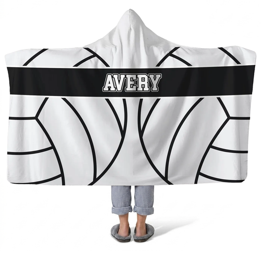 Volleyball personalized hooded fleece blanket with custom name for players and fans
