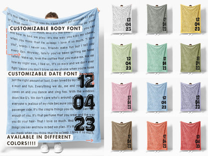 Personalized Song Lyrics Throw Blanket | Custom Music Gift for Couples and Music Lovers