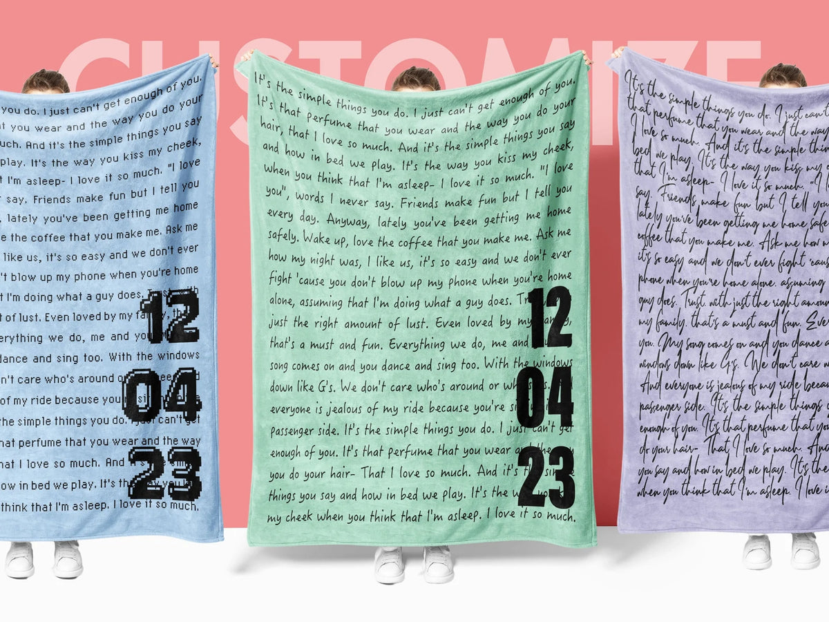 Personalized Song Lyrics Throw Blanket | Custom Music Gift for Couples and Music Lovers