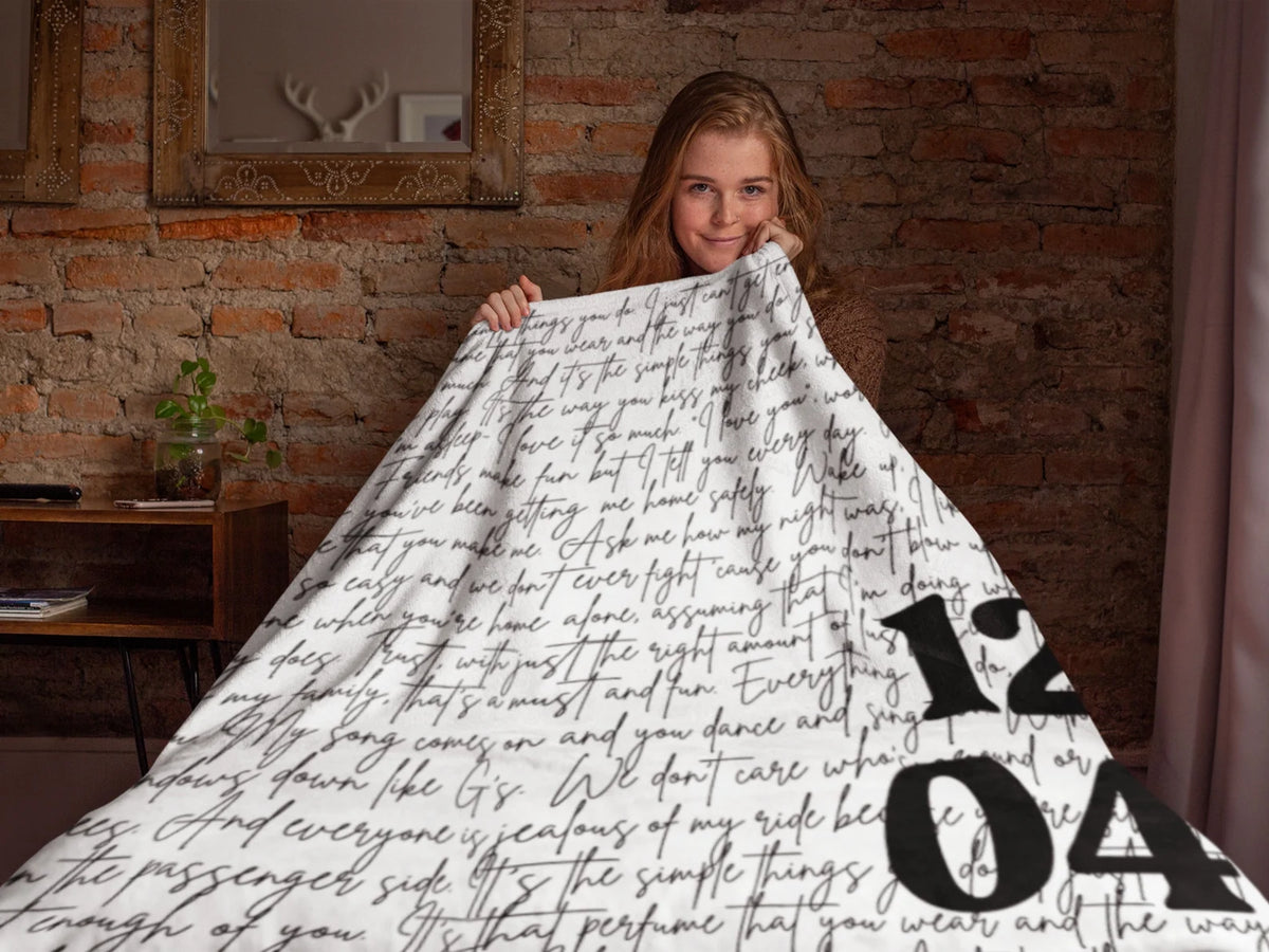 Personalized Song Lyrics Throw Blanket | Custom Music Gift for Couples and Music Lovers