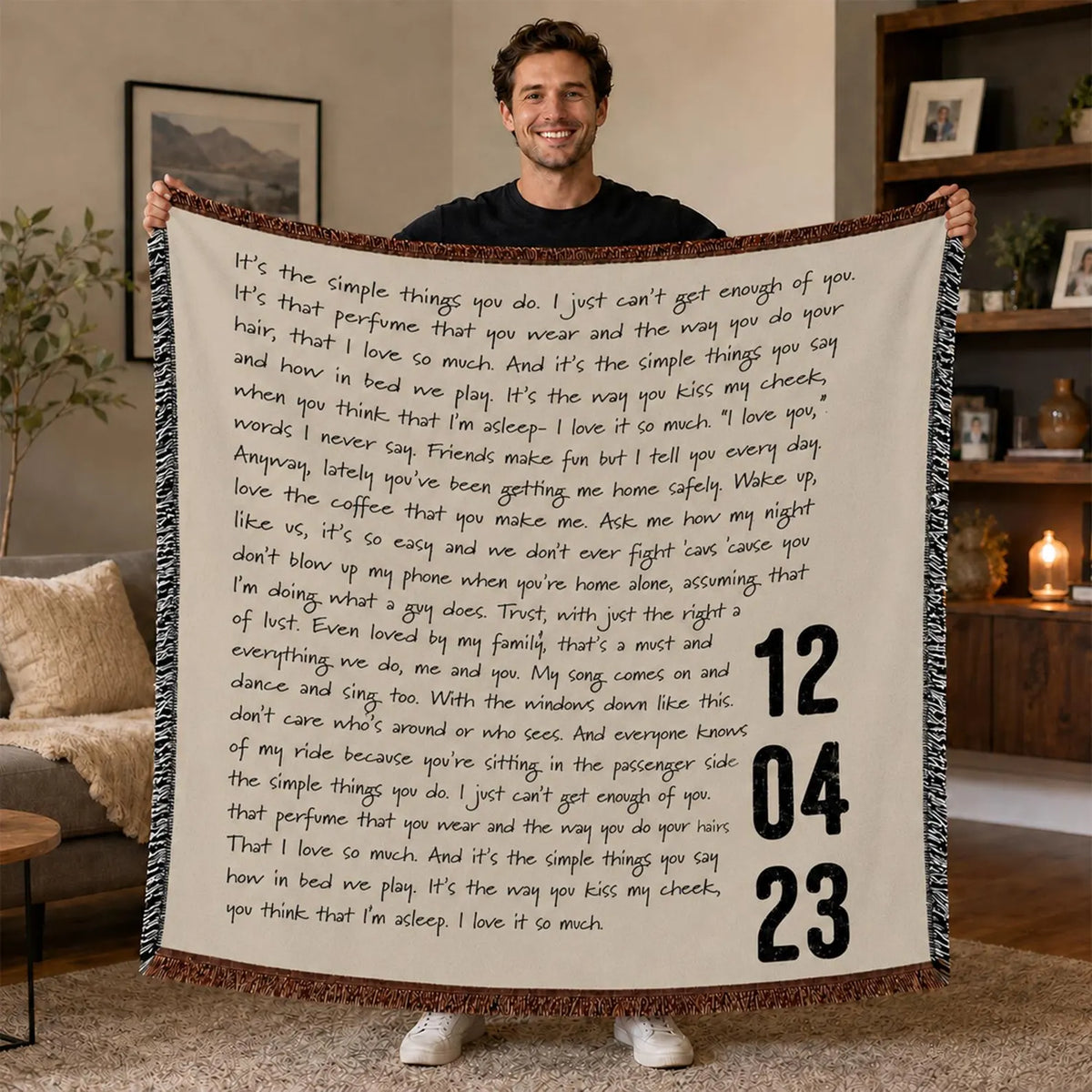 Personalized Song Lyrics Throw Blanket | Custom Music Gift for Couples and Music Lovers
