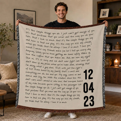 Personalized Song Lyrics Throw Blanket | Custom Music Gift for Couples and Music Lovers