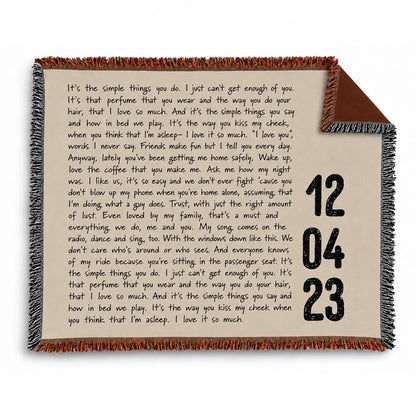 Personalized Song Lyrics Throw Blanket | Custom Music Gift for Couples and Music Lovers