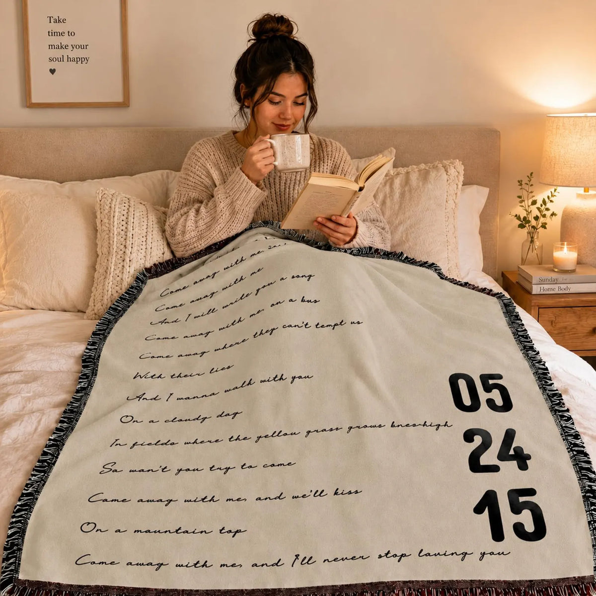 Personalized Song Lyrics Throw Blanket | Custom Music Gift for Couples and Music Lovers