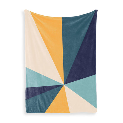Geometric 70s Sunburst Throw Blanket | Personalized Retro Fleece Home Decor Gift