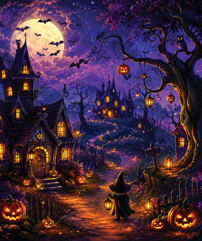 Haunted House and Witch Halloween Throw Blanket for Spooky Fall Home Decor