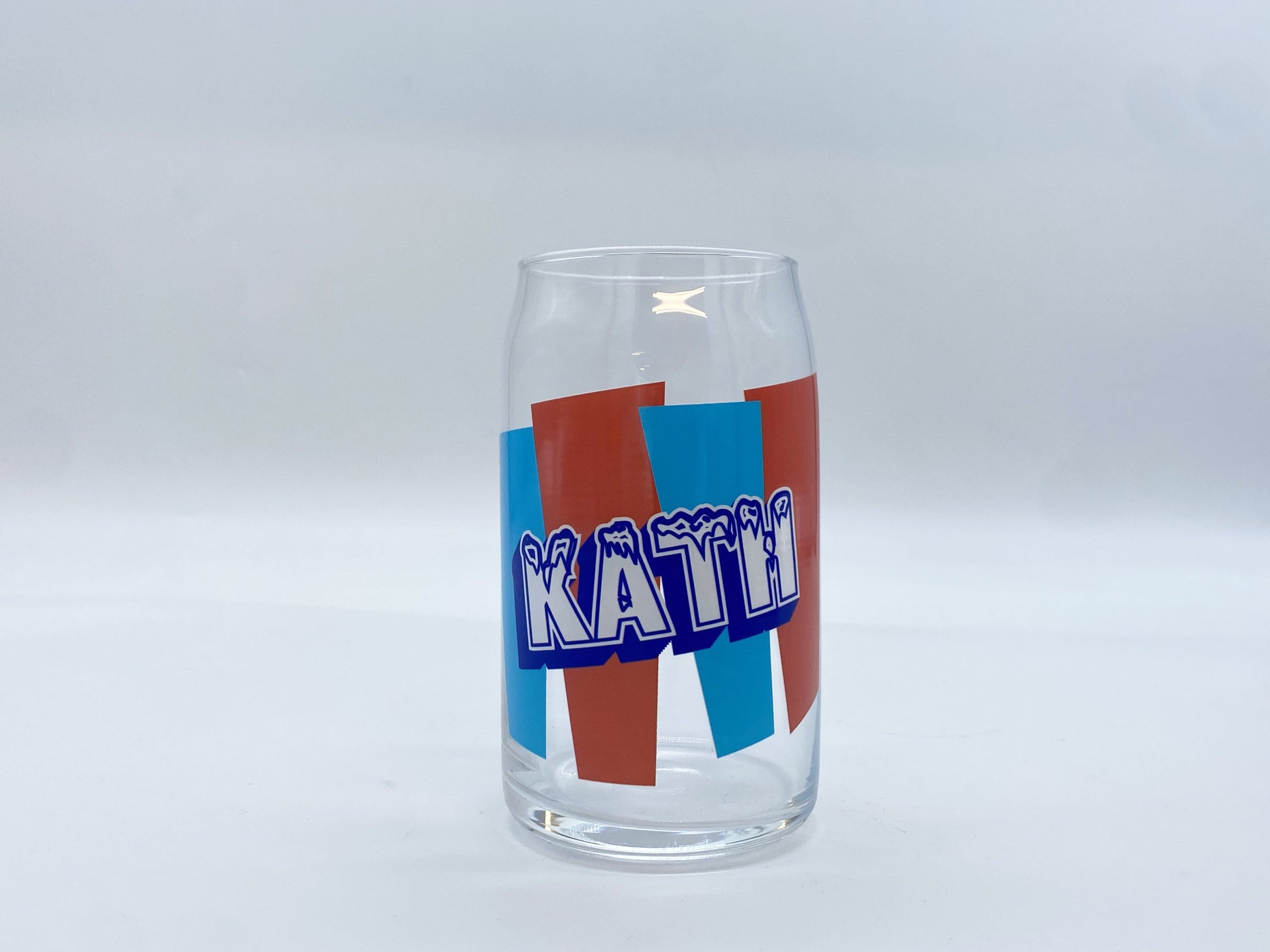 Movie Theater Slushie Inspired Glass Can Glass Tumbler Sam + Zoey Blue and Red 