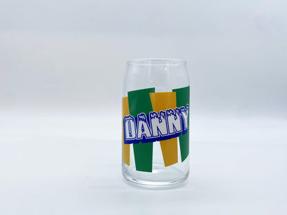 Movie Theater Slushie Inspired Glass Can Glass Tumbler Sam + Zoey Green and Yellow 