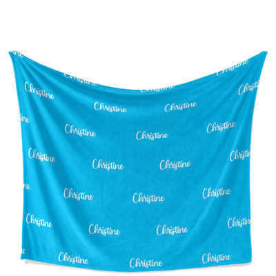 Throw Blanket: Personalized Name and Color throw Blanket Sam + Zoey Cyan Font 1  Sam + Zoey