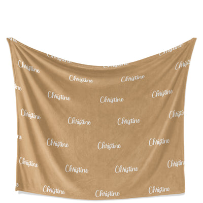 Throw Blanket: Personalized Name and Color throw Blanket Sam + Zoey Tan Font 1  Sam + Zoey