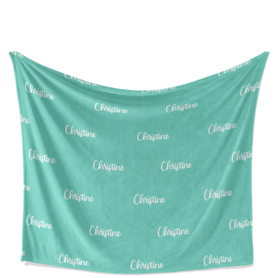 Throw Blanket: Personalized Name and Color throw Blanket Sam + Zoey Teal Font 1  Sam + Zoey