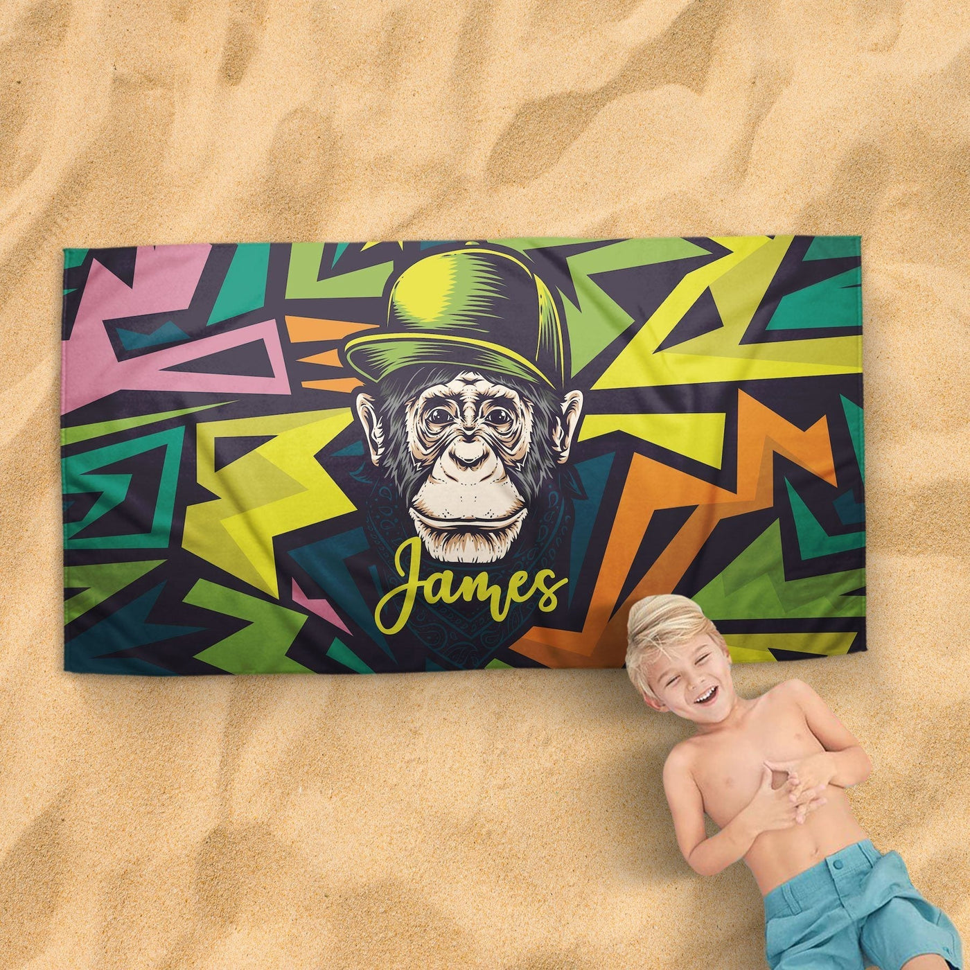 Beach Towel: Hipster Monkey | Sam + Zoey   Beach Towel Sam + Zoey