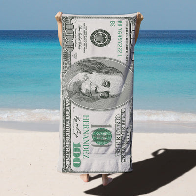 Beach Towel: Hundred Dollar Bill | Sam + Zoey   Beach Towel Sam + Zoey