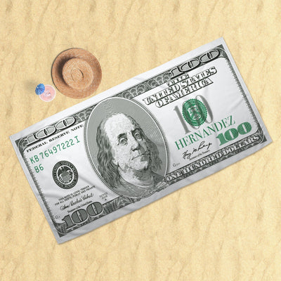 Beach Towel: Hundred Dollar Bill | Sam + Zoey   Beach Towel Sam + Zoey